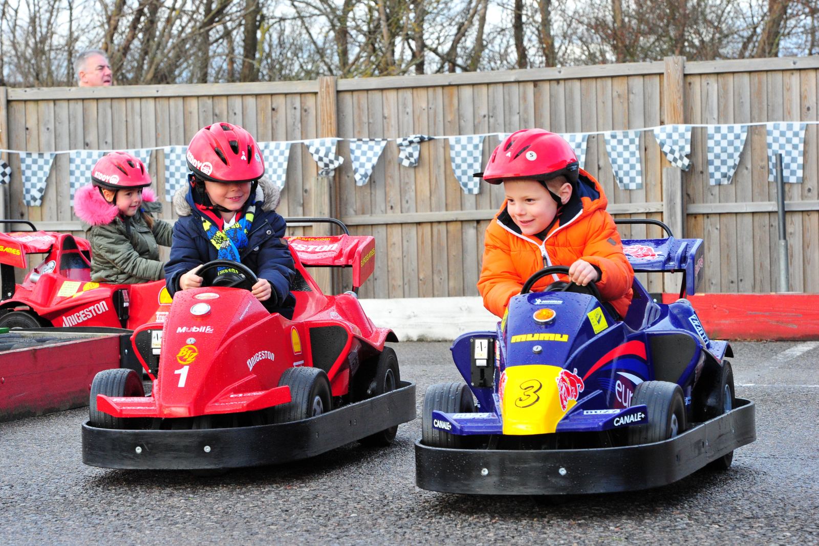 A family at Lakeside Karting