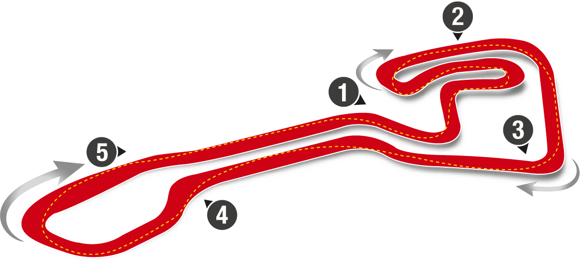 Lakeside Karting track map with numbered corners