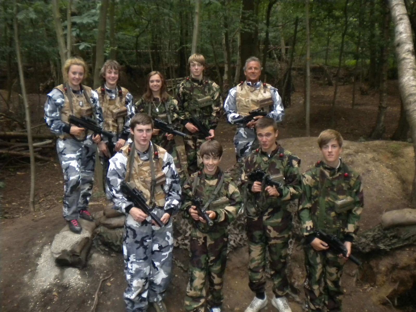 An adult team in the woodland arena
