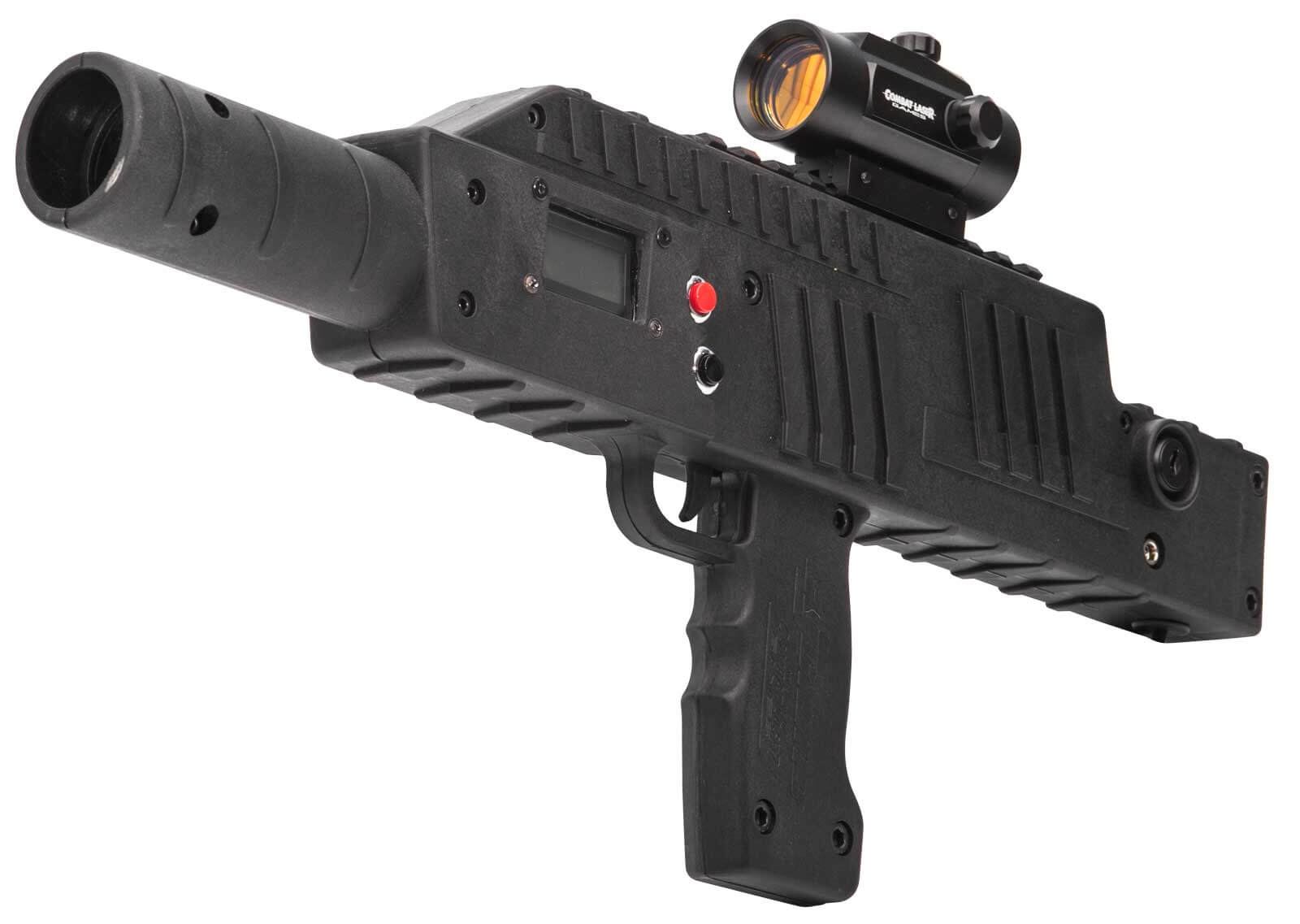 The laser tagger with its red dot sight